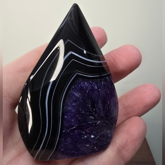 Purple and Black Agate Crystal Teardrop Freeform - Picture 10 of 12